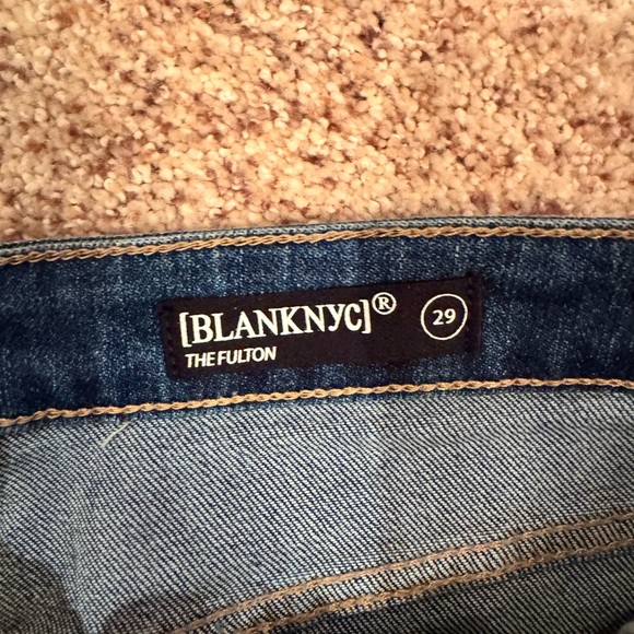 Blank NYC Dark Blue Distressed Jean Shorts - Picture 2 of 4